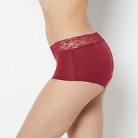 Boyshort Cotton Panty With Lace Trim Plum Rose
