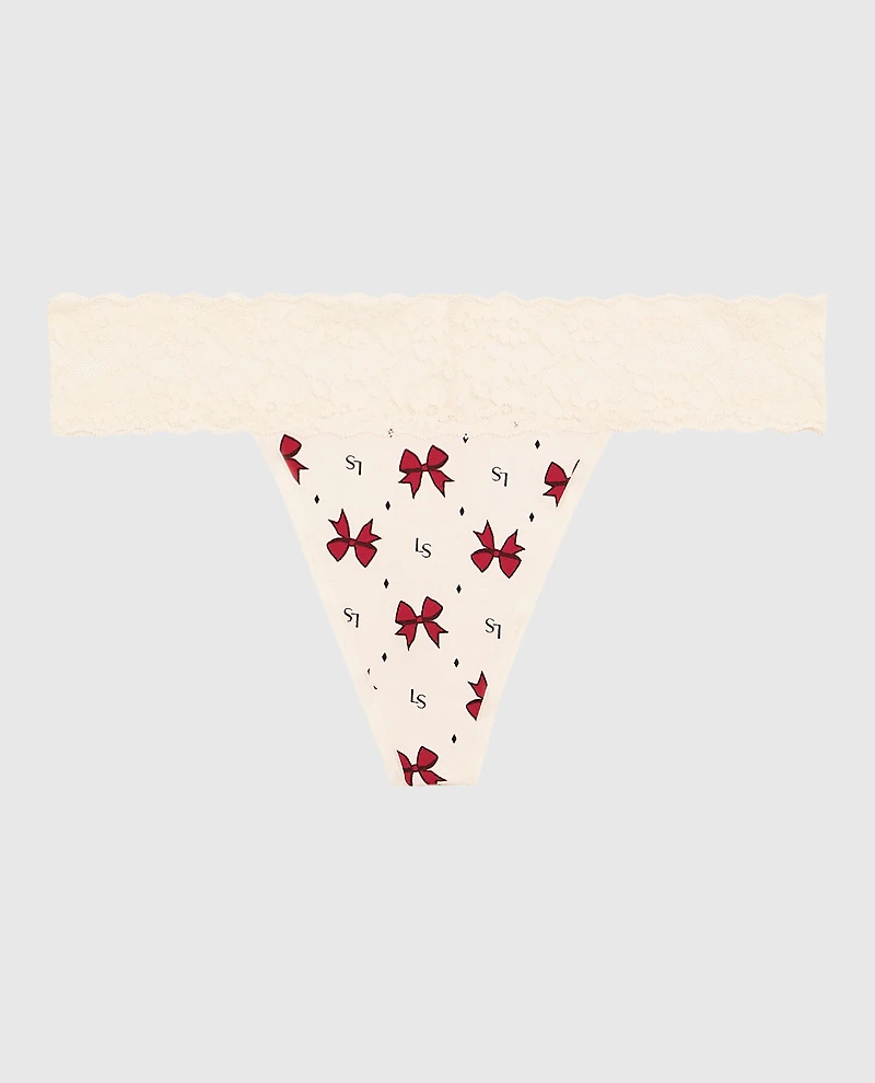 Thong Panty with Lace Trim Bow to the Queen