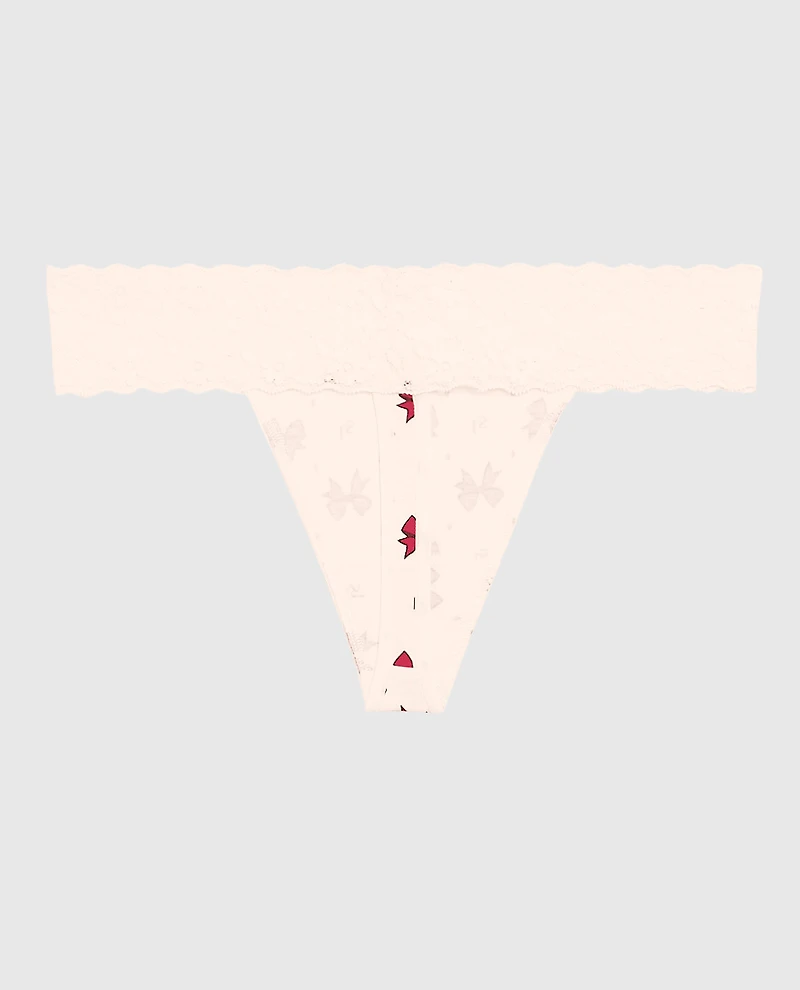 Thong Panty with Lace Trim Bow to the Queen