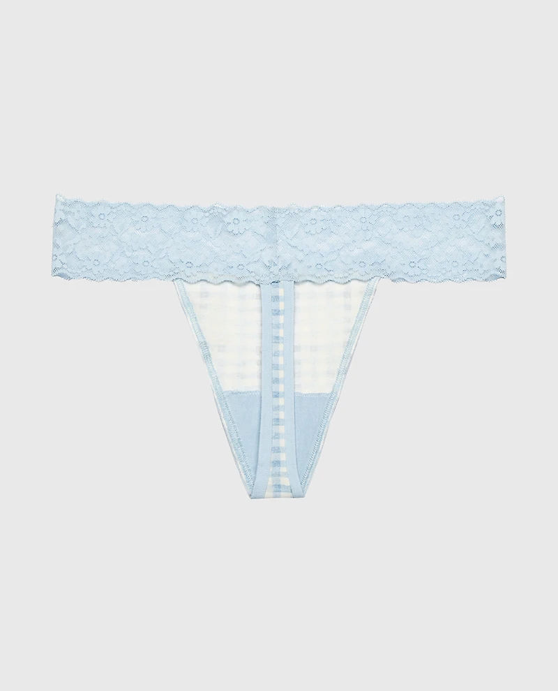Thong Panty With Lace Trim Breezy Gingham