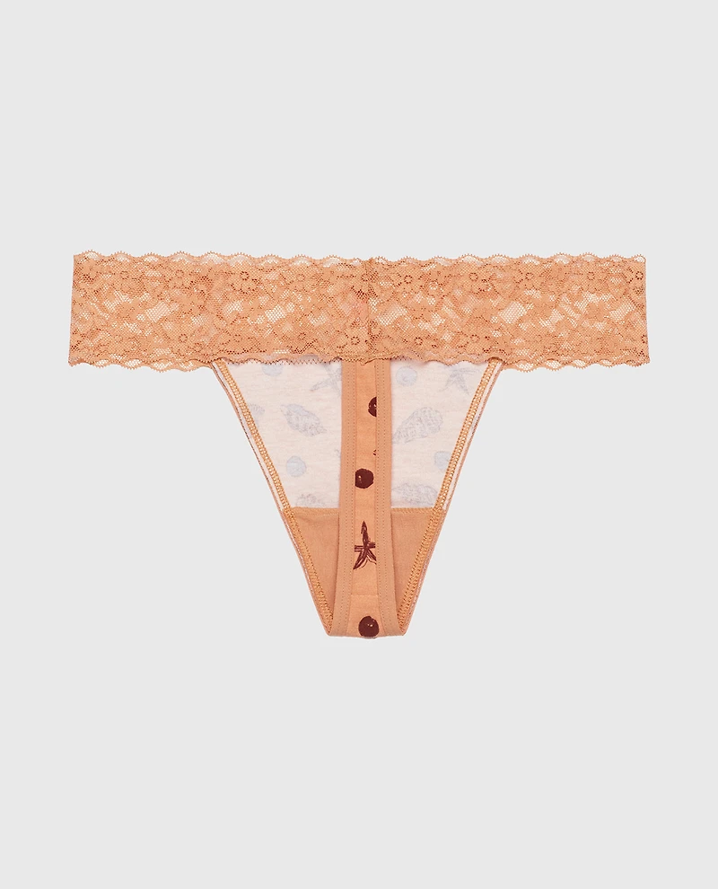 Thong Panty with Lace Trim She Sells Sea Shells