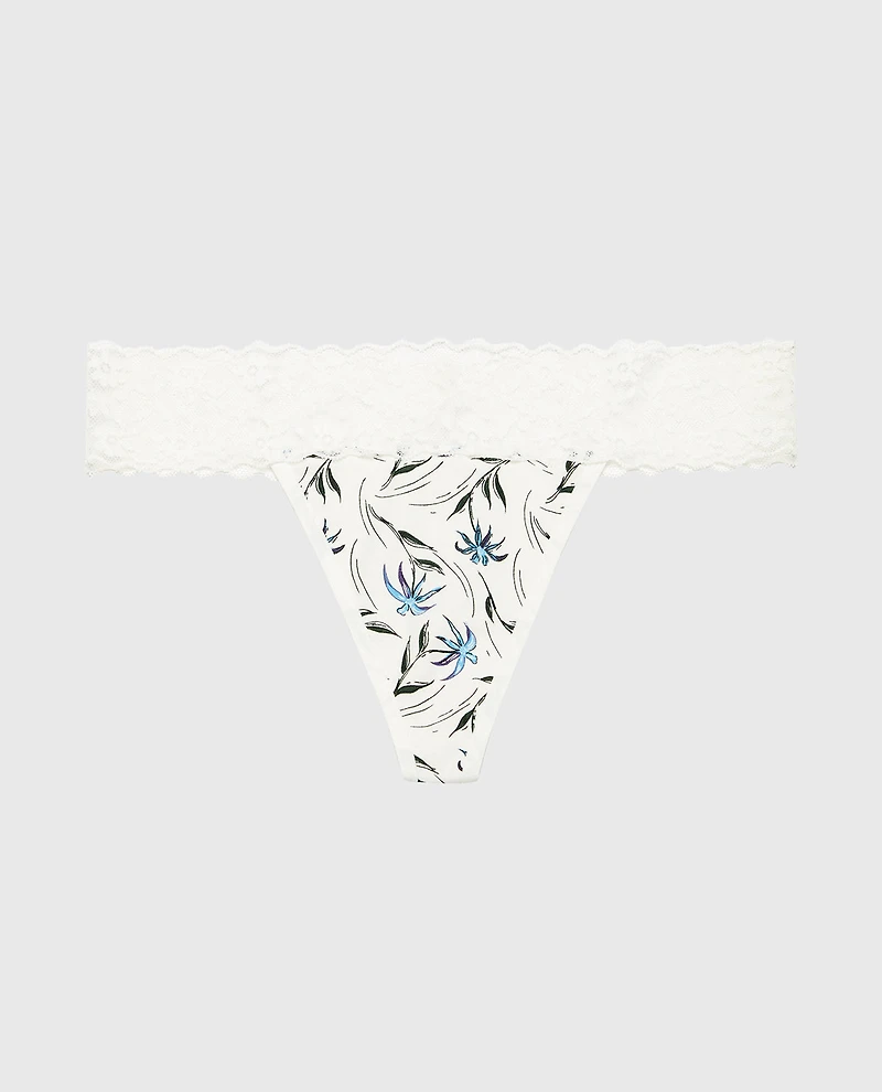 Thong Panty With Lace Trim Falling Foliage