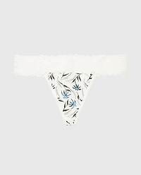 Thong Panty With Lace Trim Falling Foliage