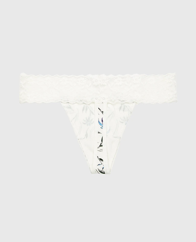 Thong Panty With Lace Trim Falling Foliage