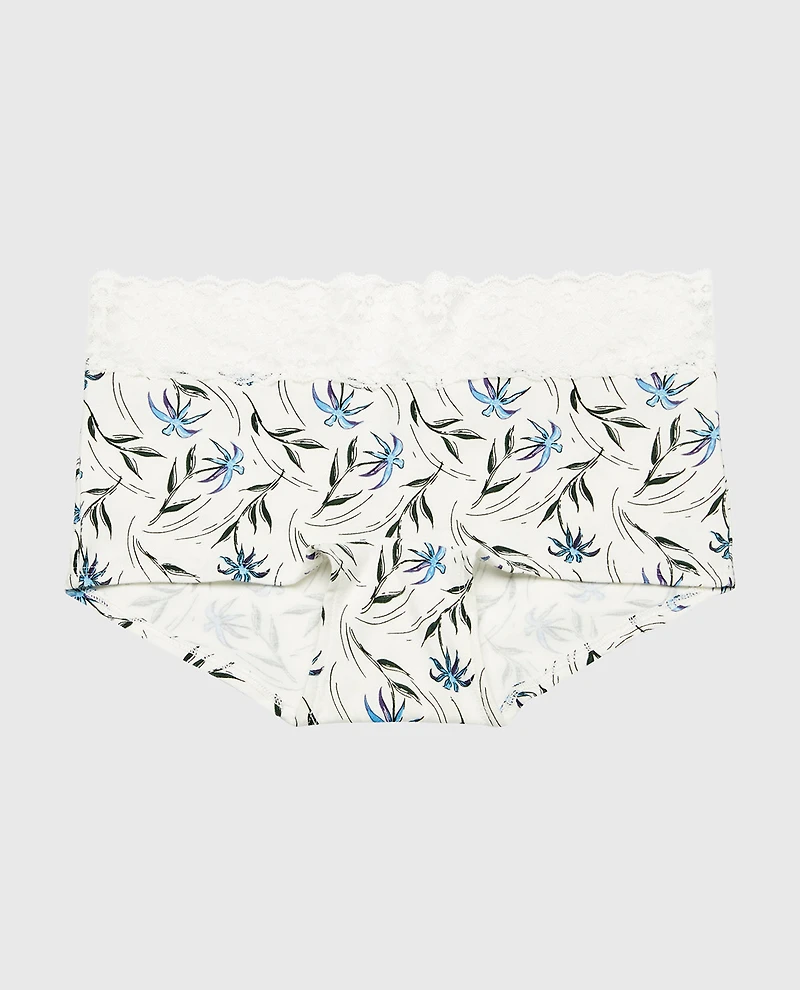 Boyshort Panty With Lace Trim Falling Foliage