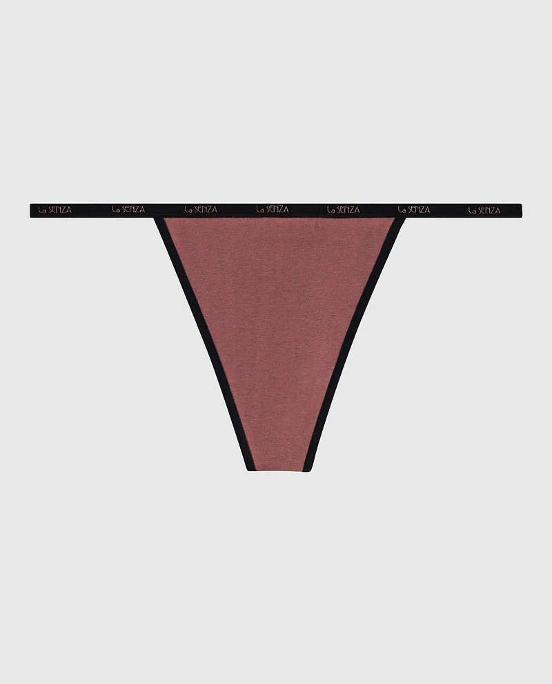 G-String Panty with Logo Trim Dusty Cedar