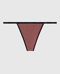 G-String Panty with Logo Trim Dusty Cedar