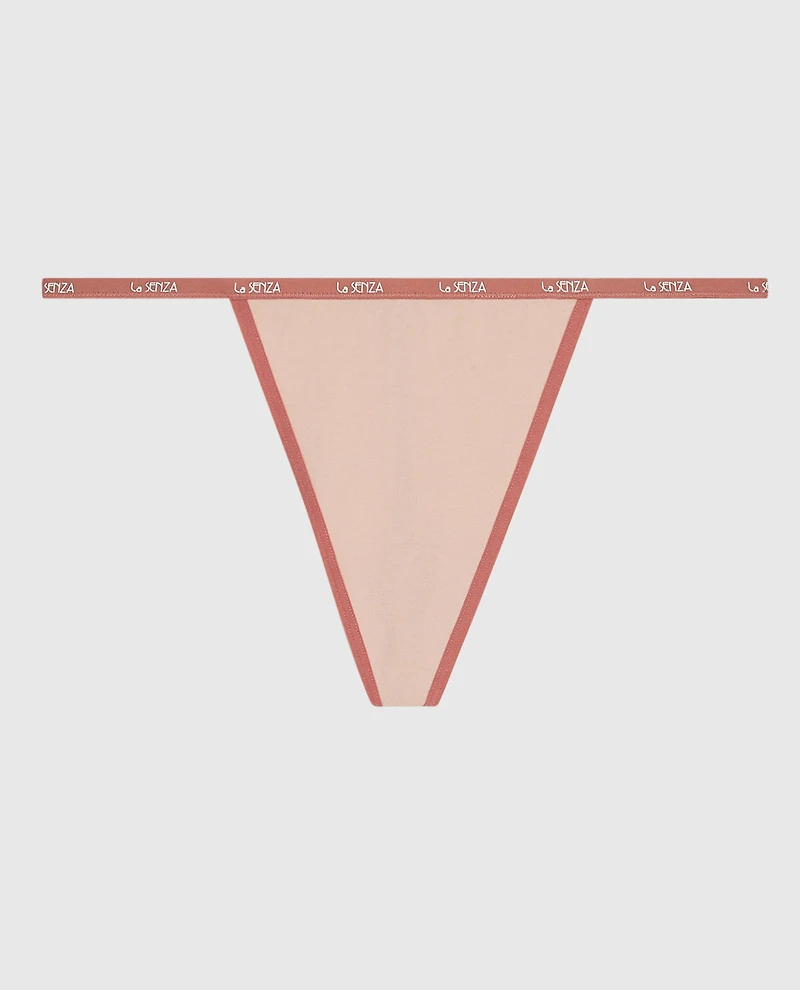 G-String Panty with Logo Trim Peaceful Peach