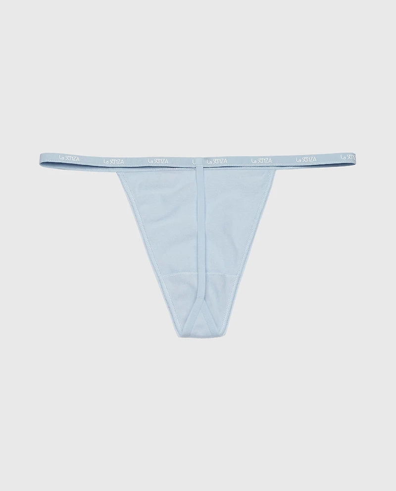 G-Sring Panty with Logo Trim Subdued Blue