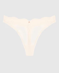 Lace High Leg Thong Panty Ivory Dawn