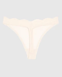 Lace High Leg Thong Panty Ivory Dawn