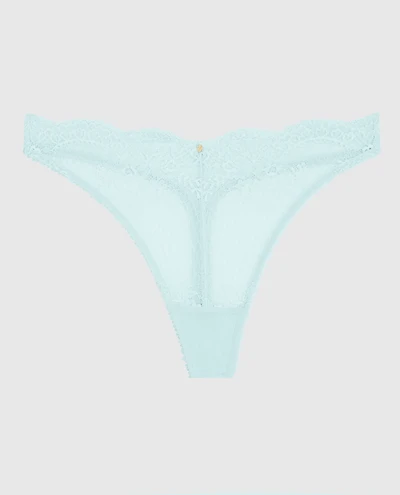 Lace High Leg Thong Panty Vista Blue