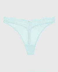 Lace High Leg Thong Panty Vista Blue