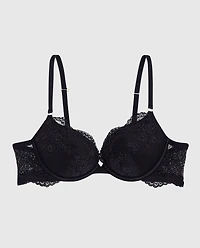 Allover Lace Push Up Bra Black