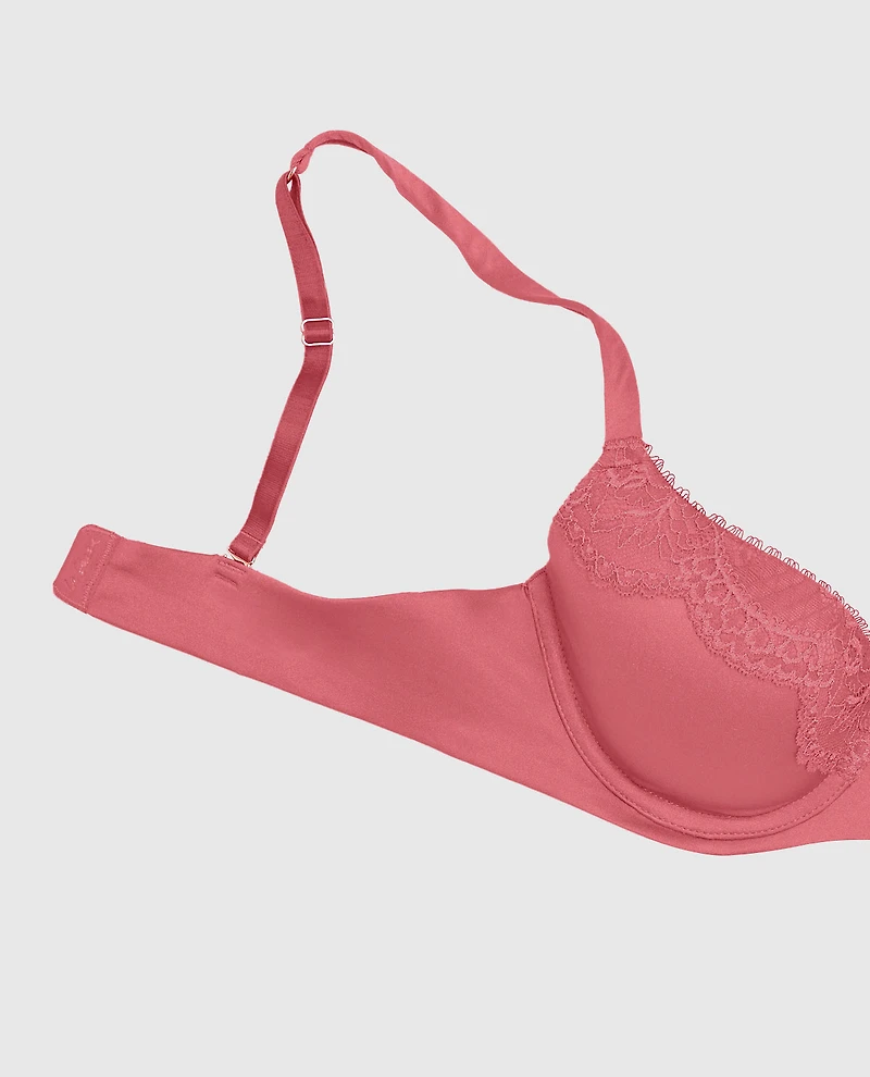 La Senza | Lightly Lined Full Coverage Bra with Lace Overlay in Romantic Pink | Lace | Romantic Pink | 32DD