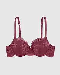 Allover Lace Lightly Lined Balconette Bra Opulent Red