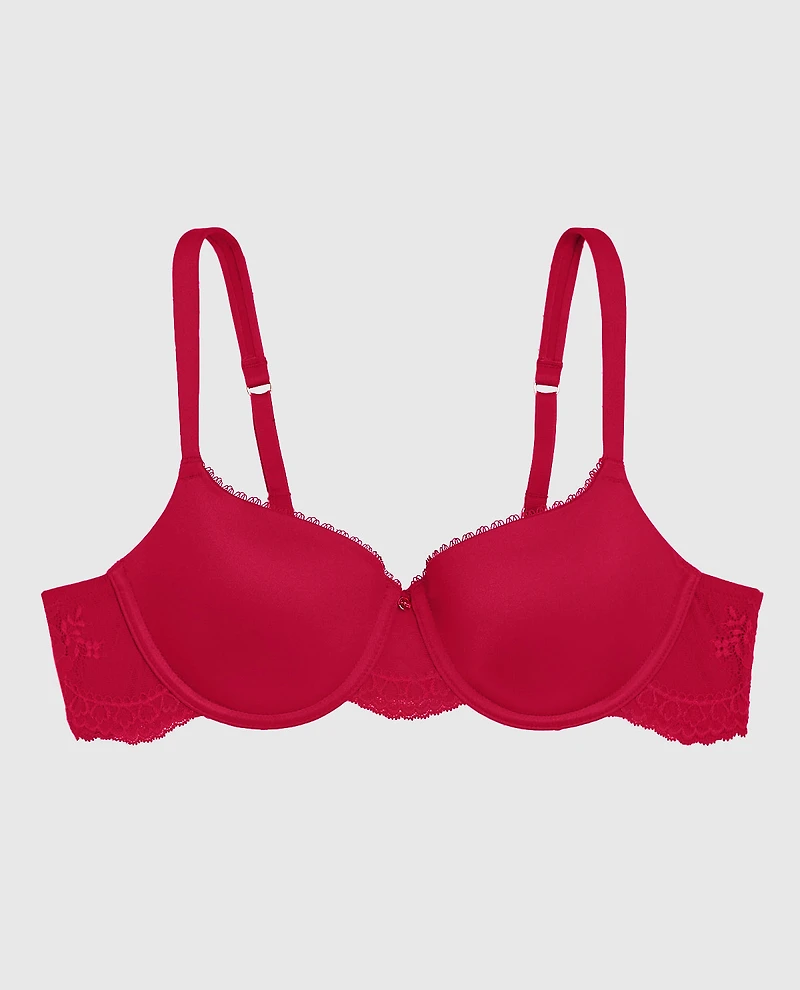 Lightly Lined Balconette Bra with Lace Wing Cosmo Red