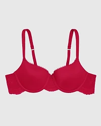 Lightly Lined Balconette Bra with Lace Wing Cosmo Red