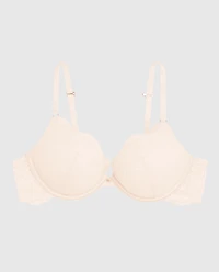 Soutien-gorge pigeonnant +2 tailles de bonnet tout en dentelle aube ivoire
