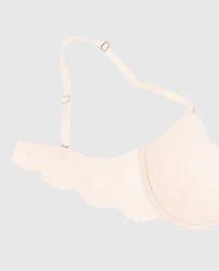 Soutien-gorge pigeonnant +2 tailles de bonnet tout en dentelle aube ivoire