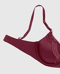 Up 2 Cup Push Bra with Lace Overlay Opulent Red
