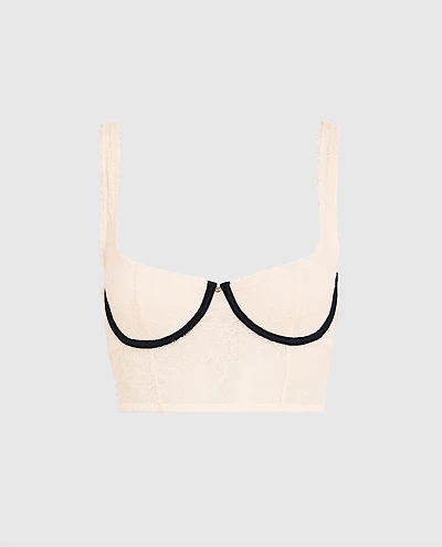 Unlined Satin Balconette Bra Top Ivory Dawn
