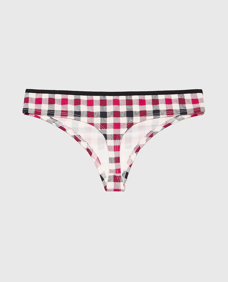 Ultrasoft Modal Cheeky Thong Panty Soft Winter Gingham