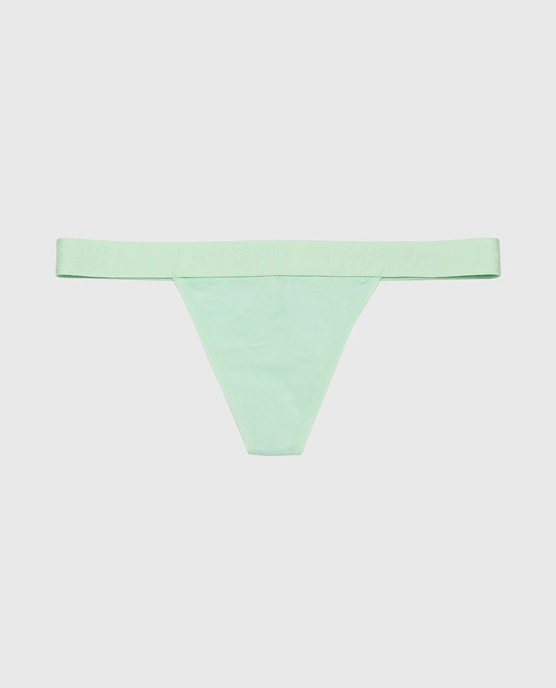 G-String Panty with Logo Band Mist Green