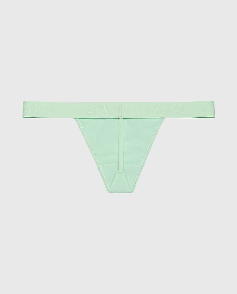 G-String Panty with Logo Band Mist Green