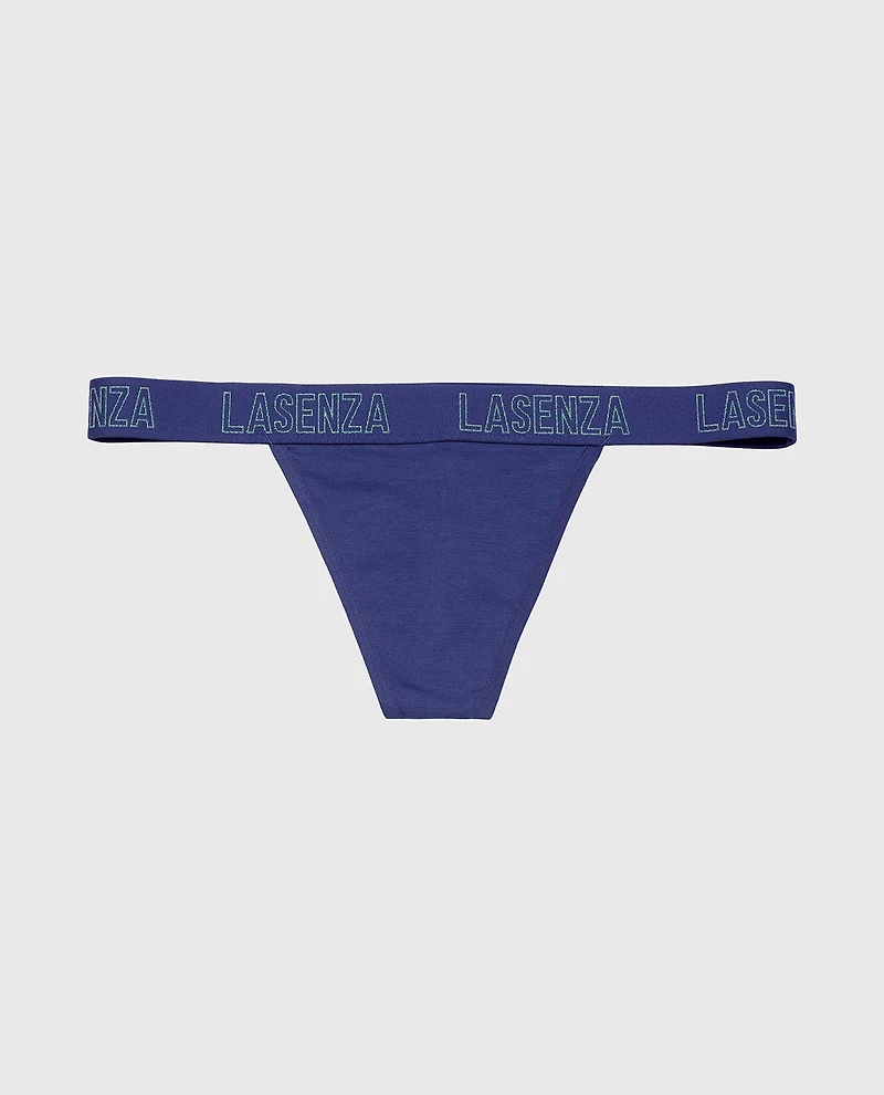 G-String Panty with Logo Band Dusk Blue