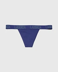 G-String Panty with Logo Band Dusk Blue