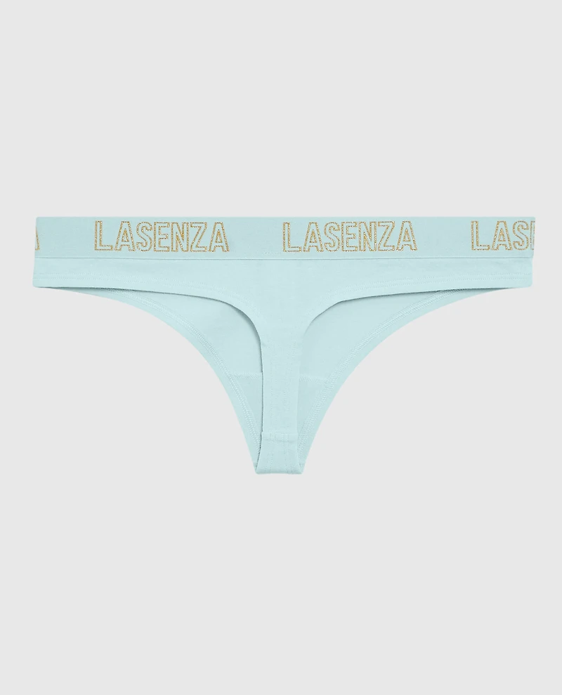 Thong Panty with Logo Band Vista Blue