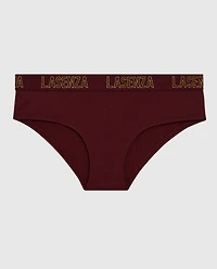 Hipster Panty with Logo Band in Red Wine