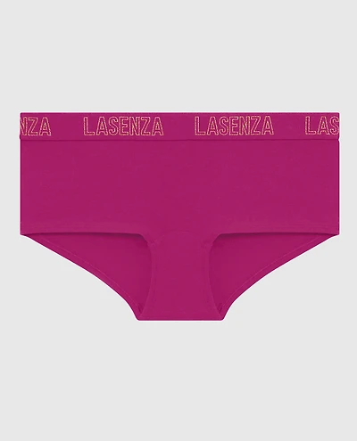Boyshort Panty with Logo Band in Outrageous Pink