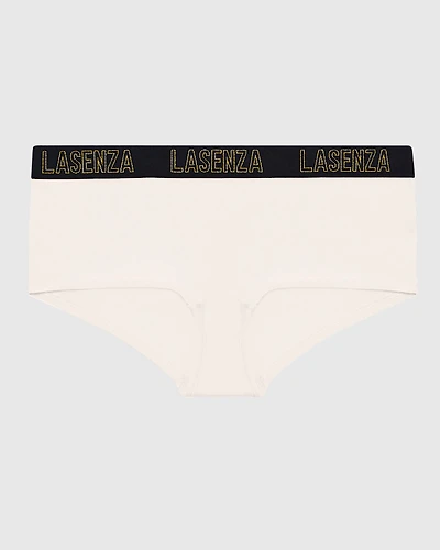 Boyshort Panty with Logo Band in Ivory Dawn