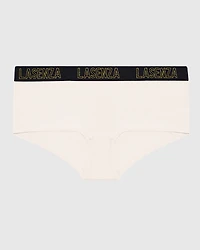 Boyshort Panty with Logo Band in Ivory Dawn