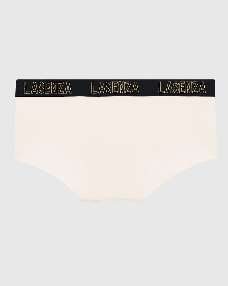 Boyshort Panty with Logo Band in Ivory Dawn