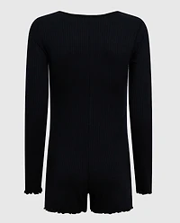 Long Sleeve Ribbed Onesie Smoulder Black