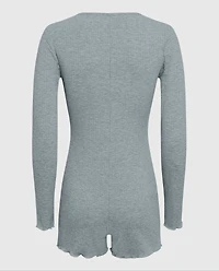 Long Sleeve Ribbed Onesie Cool Gray