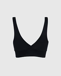 V-Neck Bralette with Logo Smoulder Black