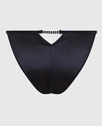 High Leg Thong Satin Panty Smoulder Black