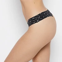 No Show Thong Panty Sparkle Plaid