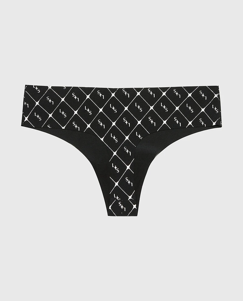 No Show Thong Panty Sparkle Plaid