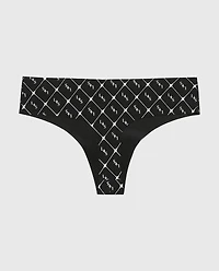 No Show Thong Panty Sparkle Plaid