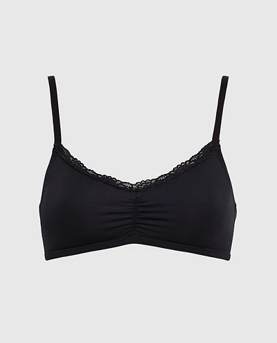 La Senza | Unlined Bralette with Lace Trim in Black | Modal | Smoulder Black | XS