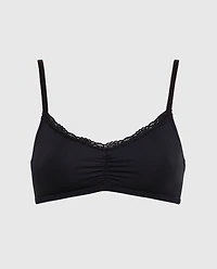 La Senza | Unlined Bralette with Lace Trim in Black | Modal | Smoulder Black | XS