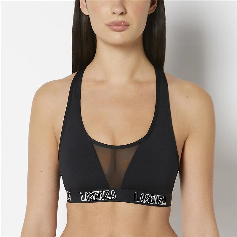 Low Impact Sports Bra with Logo Tuxedo Black