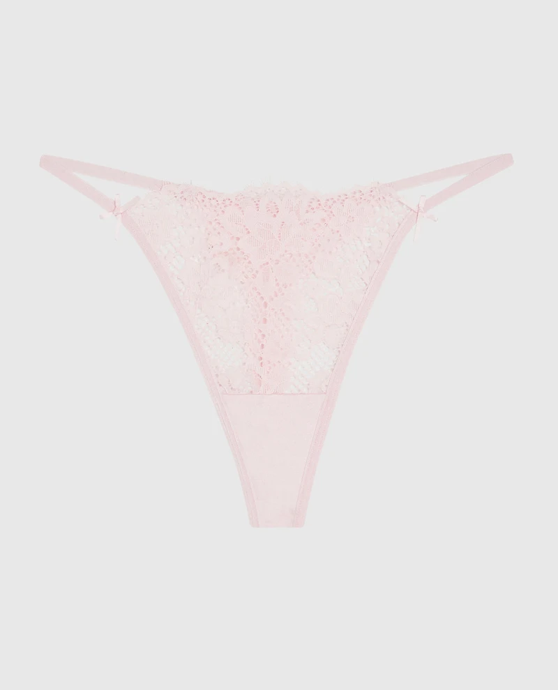 Allover Lace High Leg G-String Panty Pink-A-Boo