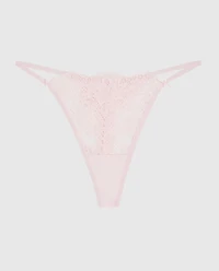 Allover Lace High Leg G-String Panty Pink-A-Boo