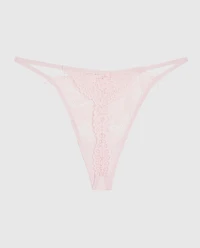 Allover Lace High Leg G-String Panty Pink-A-Boo